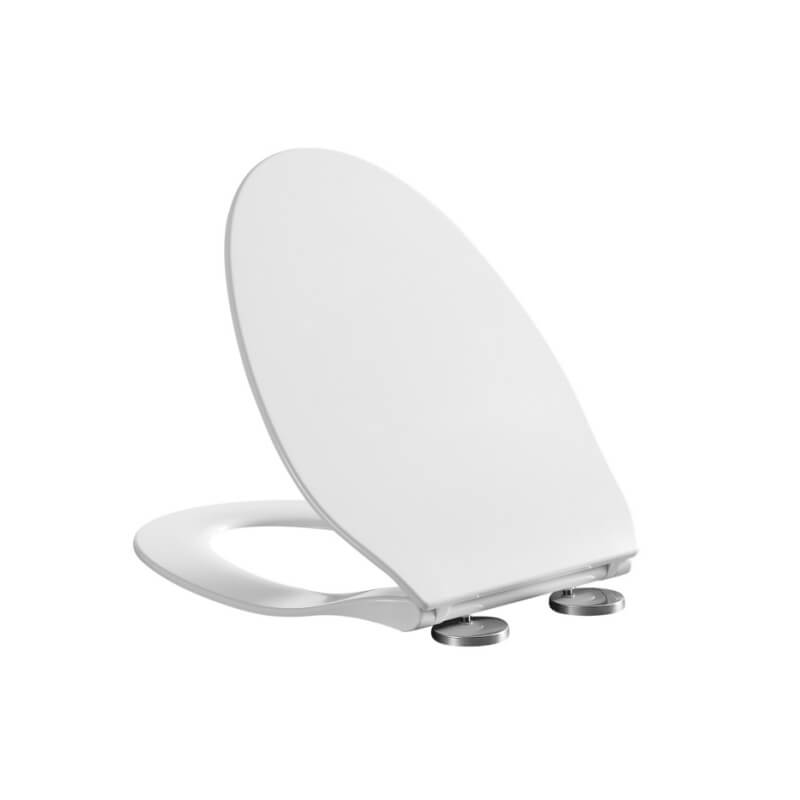 Ultra thin Elongated UF Toilet Seat open from the back